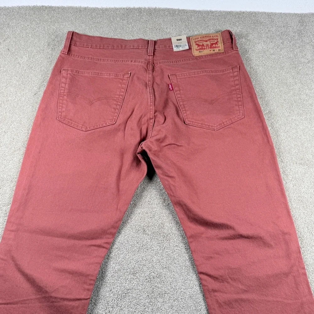 Levi's 511 Slim Jeans Mens 36x30 Pink NWT Stretch Denim Pants 04511-6090